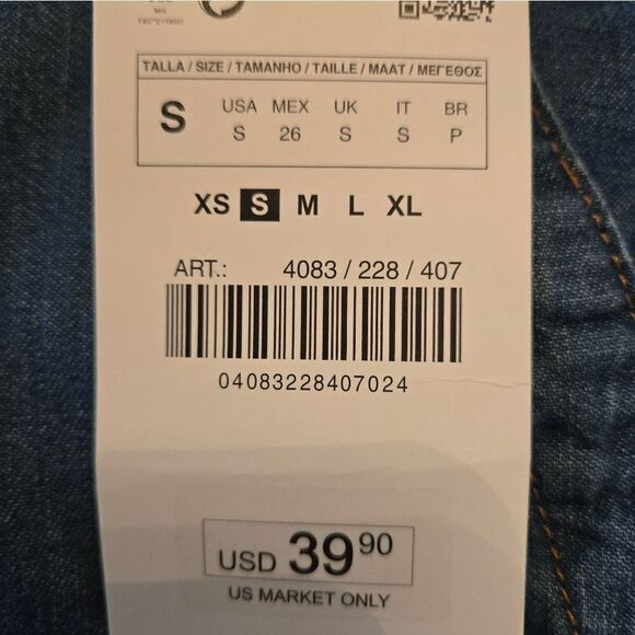 NWT Zara Womens Blue Jeans Shirt Size S - Picture 5 of 10